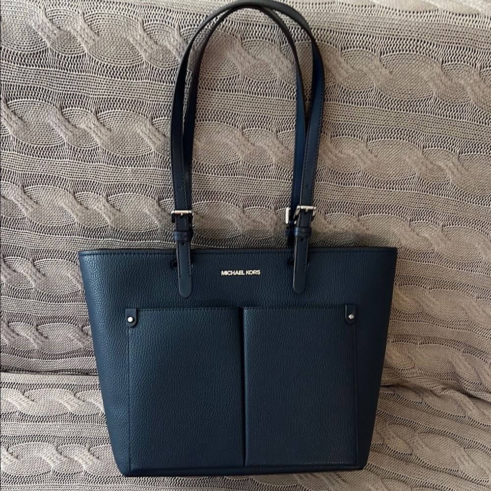 Michael Kors Blue Structured Tote Bag